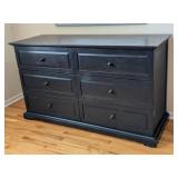 K - Black Wood 6-Drawer Dresser