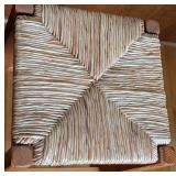 K - Pair of Bar-Height Wooden Stools with Woven Seats