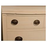 LL - Vintage Cream Painted Wood Dresser - Curved Front