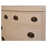 LL - Vintage Cream Painted Wood Dresser - Curved Front