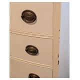 LL - Vintage Cream Painted Wood Dresser - Curved Front