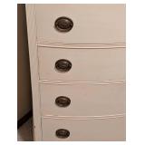 LL - Vintage Cream Painted Wood Dresser - Curved Front