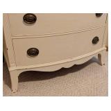 LL - Vintage Cream Painted Wood Dresser - Curved Front