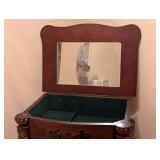 ML - Wooden Jewelry Armoire - Carved Columns & Mirror Lid