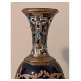 LL - Pair of Vintage Vases - Sevres-Style Pair, Champlevé Enamel