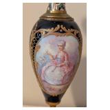 LL - Pair of Vintage Vases - Sevres-Style Pair, Champlevé Enamel