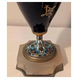 LL - Pair of Vintage Vases - Sevres-Style Pair, Champlevé Enamel