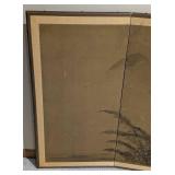 LL - Large 4-Panel Asian Byobu Wall Screen 71 x 36 in Gold Leaf Landscape Scene