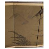 LL - Large 4-Panel Asian Byobu Wall Screen 71 x 36 in Gold Leaf Landscape Scene