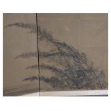 LL - Large 4-Panel Asian Byobu Wall Screen 71 x 36 in Gold Leaf Landscape Scene