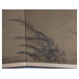 LL - Large 4-Panel Asian Byobu Wall Screen 71 x 36 in Gold Leaf Landscape Scene