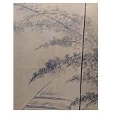 LL - Large 4-Panel Asian Byobu Wall Screen 71 x 36 in Gold Leaf Landscape Scene