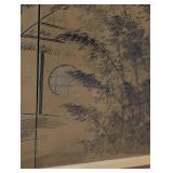 LL - Large 4-Panel Asian Byobu Wall Screen 71 x 36 in Gold Leaf Landscape Scene