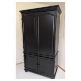 LL - Black Wood Entertainment Cabinet, Crown Molding