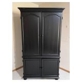 LL - Black Wood Entertainment Cabinet, Crown Molding