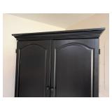 LL - Black Wood Entertainment Cabinet, Crown Molding