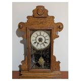 LL - Vintage New Haven Clock Co. Mantel Clock - Carved Oak Case