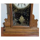 LL - Vintage New Haven Clock Co. Mantel Clock - Carved Oak Case