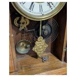 LL - Vintage New Haven Clock Co. Mantel Clock - Carved Oak Case