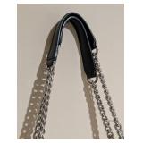 LL - Michael Kors Black Signature MK Monogram Tote with Silver Chain