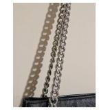 LL - Michael Kors Black Signature MK Monogram Tote with Silver Chain