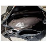 LL - Michael Kors Black Signature MK Monogram Tote with Silver Chain