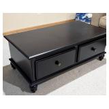 LL - Riverside Black Wood Coffee Table with 2 Drawers