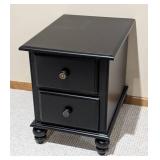 LL - Riverside Black Wood Side Table - 2-Drawer Nightstand