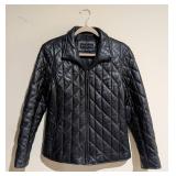 LL - Gallery Leather Jacket - Quilted Diamond Stitch - Black - Size S