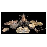 LL - Vintage Silver Plate Tea Set with Tray - Teapot