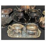 LL - Vintage Silver Plate Tea Set with Tray - Teapot