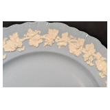 LL - Vintage Wedgwood Embossed Queensware Dinnerware Set for Eight - Gray with Ivory Floral Border
