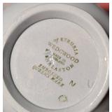 LL - Vintage Wedgwood Embossed Queensware Dinnerware Set for Eight - Gray with Ivory Floral Border