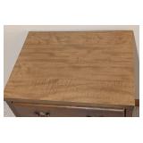 LL - Vintage Wood Side Table with Drawer, Brass Trim & Open Shelf