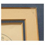 LL - Pig Print Framed Artwork - Blue Mat, Signed