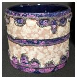 LL - Ceramic Planters - Blue/White Floral, Purple Textured & Hexagonal Pattern (3-Piece Set)