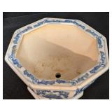 LL - Ceramic Planters - Blue/White Floral, Purple Textured & Hexagonal Pattern (3-Piece Set)