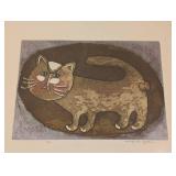 LL - Margarita Galetar Marcel Cat Etching - Framed