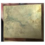 LL - Chinese Cloisonné Brass Decor: Enamel Vase on Pedestal with Floral Motifs & 2 Matching Box Panels