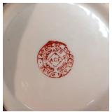 LL - Bowl - Vintage Chinese Red Glazed Bowl with Floral Motifs on Carved Stand