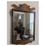 Vintage Wood Wall Mirror- Ornate Crest