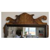Vintage Wood Wall Mirror- Ornate Crest