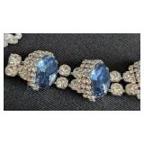 LL - Blue Hobe Vintage Rhinestone Jewelry Set - Necklace, Bracelets, Earrings & Brooch
