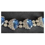 LL - Blue Hobe Vintage Rhinestone Jewelry Set - Necklace, Bracelets, Earrings & Brooch