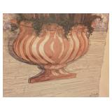 ML - Framed Floral Print, Dark Wood Frame