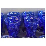 ML - Vintage Cobalt Blue Crinkle Glassware Set - Goblets & Footed Bowls, Two Sizes