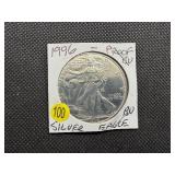 1996 Beautiful Proof 1 Oz. Silver American Eagle  Greysheet Wholesale Value is $98.40