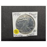 1996 Beautiful Proof 1 Oz. Silver American Eagle  Greysheet Wholesale Value is $98.40