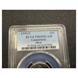 1999-S Silver Connecticut Washington Quarter PCGS PR69DCAM - PCGS Price Guide Value for a PR69DCAM is $20