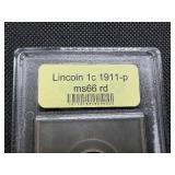 1911-P Lincoln Cent USCG MS66  RD- Greysheet Wholesale Value for an MS66 RB is $300